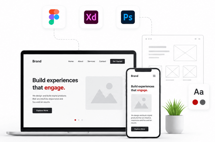 Web and App Designing Mockup